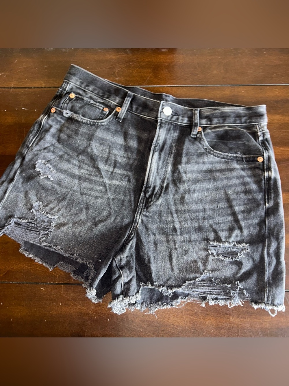 American Eagle Outfitters Black Distressed Denim Shorts